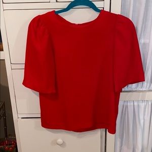 Red Puff Sleeve Blouse